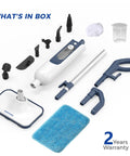 What's in the box for Kick Mess And Daily Grime To The Curb With This Dependable 11-In-1 Chemical Free Steam Mop.