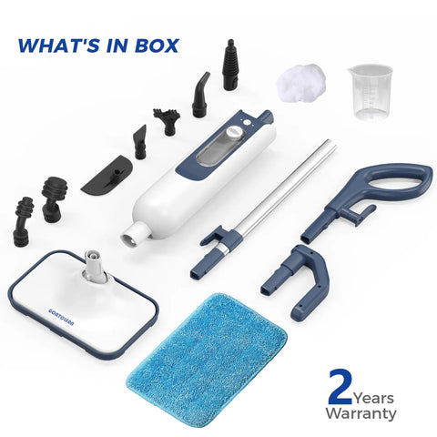 What's in the box for Kick Mess And Daily Grime To The Curb With This Dependable 11-In-1 Chemical Free Steam Mop.