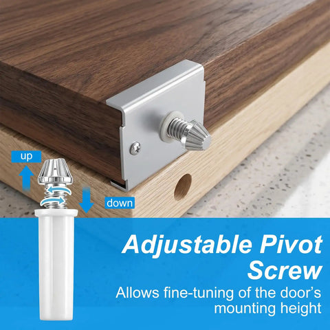 Rugged 24 Piece Bifold Door Repair Kit For One And Three Eighths Inch Wood Doors With Seven Sixteenths Pivot Holes Carbon Steel Hardware close-up of adjustable pivot screw on wood door