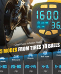 Digital display of Cordless Tire Inflator Air Compressor With Dewalt 20V Battery Compatibility, showing 160 PSI on screen.