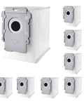 Eight Pack Roomba Vacuum Bags For I7 I8 S9 J7 With Clean Base in white with gray plastic covers.