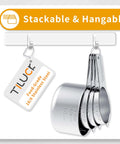 Stainless Steel Measuring Cups And Spoons Set 10 Piece Kitchen Gadgets hanging on hooks, food-grade 18/8 stainless steel