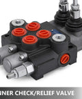 Vevor 2-spool hydraulic directional control valve, black block with red caps and SAE port fittings
