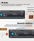 Single Din Car Stereo With Bluetooth 5.0 Hands Free Calling Voice Control FM Radio MP3 Player USB AUX Port front view