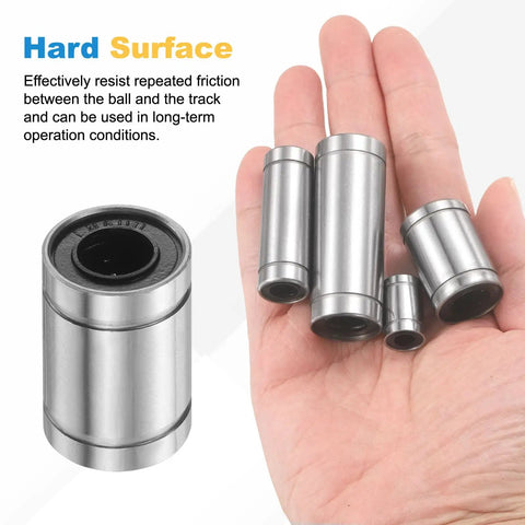 4 Pack LM6UU Linear Ball Bearings 6mm Bore 12mm OD 19mm Length With Double Sided Rubber Seals For DIY Makers And Enthusiasts Supporting Smooth Motion In 3D Printers And CNC Machines ABEC3 High Precision, sealed steel bearings in hand