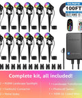 All In One Low Voltage Landscape Lighting Kit With 12 RGBW 3W LEDs, 60W Transformer, 100 Ft Wire, 2 Remotes, 12 Pack