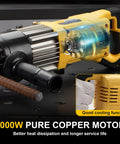 5/8 Inch Cordless Electric Hydraulic Rebar Cutter 1000W Portable Steel Bar Tool RC16A with pure copper motor detail and cooling function.