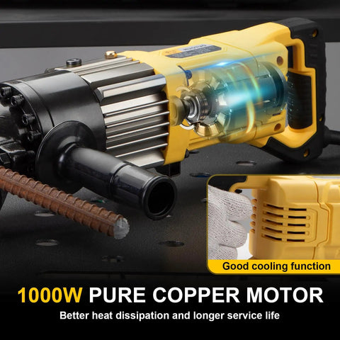 5/8 Inch Cordless Electric Hydraulic Rebar Cutter 1000W Portable Steel Bar Tool RC16A with pure copper motor detail and cooling function.