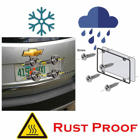 Illustration of Eight Pack Stainless Steel License Plate Screws with Flange Cross Recessed Hex Bolts M5 Thread in use on car