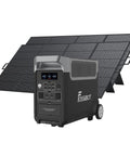 Big Time Portable Power Station With Dual 420W Solar Panels And 3840Wh LiFePO4 Battery Delivers 3600W Pure Sine Wave for RV camping setup.