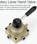 Rotary Lever Hand Valve HV-02 Three Position Four Way 1/4 Inch NPT Pneumatic Manual Control Air Flow Valve with aluminum alloy body