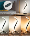 S Shaped Spiral LED Table Lamps Set Of 2 With Three Color Modes And Ten Brightness Levels, modern design, different color temperatures.