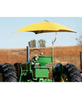 Yellow Umbrella Frame And Mounting Bracket For 1-1/4 Inch Poles, Zinc-Coated Metal Parts, Heavy-Duty Steel Shaft Support on tractor