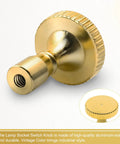 Lamp switch knob, vintage brass metal with knurled edge and threaded insert