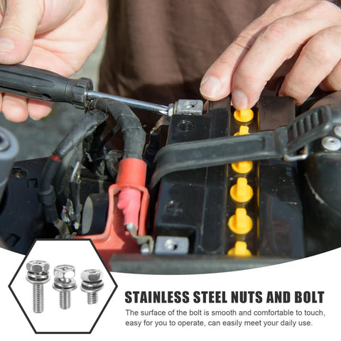 Installing 18 Piece Stainless Steel M6 Motorcycle Battery Bolt Kit With Nuts And Washers For Terminal Connectors