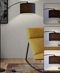 Arc Floor Lamp For Living Room With Fully Dimmable Stepless Brightness, No Fuss Adjustable Head, Tall Modern Black Standing Lamp Over Couch