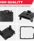 62TE Automatic Transmission Filter With Gasket Kit includes black filter and gasket for Chrysler, Dodge, Ram cars