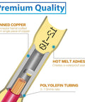 Cutaway of Waterproof Heat Shrink Butt Connectors Kit For Automotive And Marine Wiring showing tinned copper, adhesive, tubing