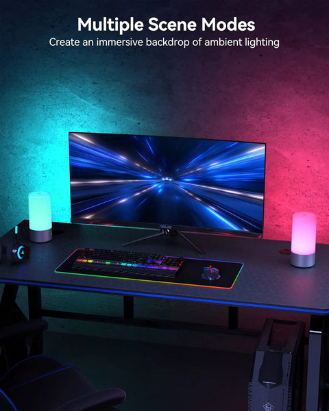 Modern Smart Bedside Table Lamp With Touch Control 3 Brightness Levels And 256 RGB Color Modes Eye Friendly Flicker Free Lamp on desk
