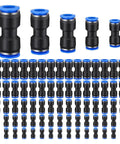 Premium 100 Piece Quick Push Connect Air Hose Fitting Set With 4 6 8 10 12mm Multi Size Pneumatic Tube Nylon Air Line Connector Kit, nylon couplings shown in assorted sizes