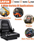 Universal Heavy Duty Operator Seat Skid Steer Tractor Backhoe Excavator with adjustable backrest and safety belt for various machines.