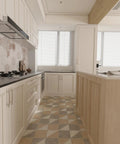 Modern kitchen with 20 Pack Solid Zinc Alloy Cabinet Handles In Brushed Nickel, 3 Inch Center To Center Arch Drawer Pulls installed on white cabinets.