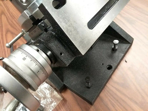 Close-up of Precision Tilting Rotary Table With Six Jaw Self Centering Chuck for Dead Nuts Angular Control and Clean Sweeps.