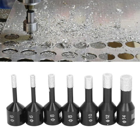 Heavy Duty 7 Piece Gemstone Drill Bits Set With M14 Thread For Wet Dry Drilling On Marble Tile Granite And Stone. Premium Brazing Hole Saw Kit In Durable Aluminum Storage Case For Precise Work., 7pc diamond hole saw bits, φ6-14mm, drilling stone