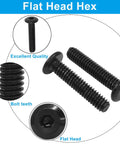 Heavy Duty 1/4-20 X 1-1/4 Inch Flat Head Hex Socket Cap Screws 30 Pack close-up view showing smooth hex drive and deep threads.