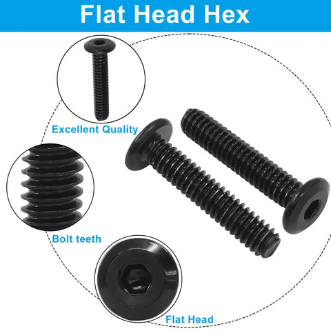 Heavy Duty 1/4-20 X 1-1/4 Inch Flat Head Hex Socket Cap Screws 30 Pack close-up view showing smooth hex drive and deep threads.