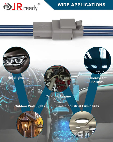 Deutsch DTM 3 Pin Connectors Kit Waterproof Electrical Wire Connectors For 20 To 22 AWG With Size 20 Solid Contacts applications