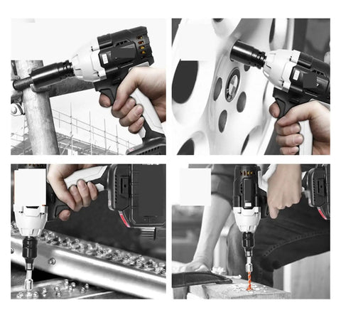 Badass Grip Cordless Brushless Impact Wrench With Smooth High Torque Motor For Auto Repair Scaffolding And Tough Woodworking Projects in use.