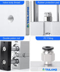 Close-up of Pneumatic Air Cylinder 16mm Bore 25mm Stroke Beefy Aluminum Body Double Rod Double Acting details