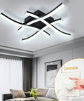 Dope Curved 4 Light Dimmable LED Ceiling Light, 18 Inch Modern Flush Mount Fixture In Black with dimmer switch in living room
