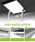 Installation of 2 Pack 2x2 LED Flat Panel Ceiling Light Duo, 5200 Lumens, 0-10V Dimmable, Five Color Temps, Drop Ceiling Mount