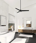 52 Inch Damp Rated Ceiling Fan With Reversible Blades Three Blades Matte Black No Light For Patio Porch Garage Or Living Room Pull Chain Standard Mount Indoor Outdoor Use