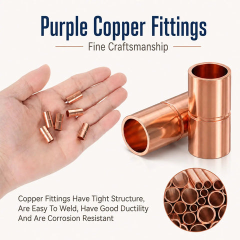 Premium Quarter Inch Straight Copper Pipe Fittings And Heavy Duty Couplings For Reliable Plumbing Repairs And Home Diy Projects Kickass Tubing Connectors displayed in a hand with various connectors.