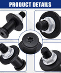 2-pack tailgate striker bolts with nuts, black with silver nuts, for Chevrolet Avalanche and GMC Sierra.