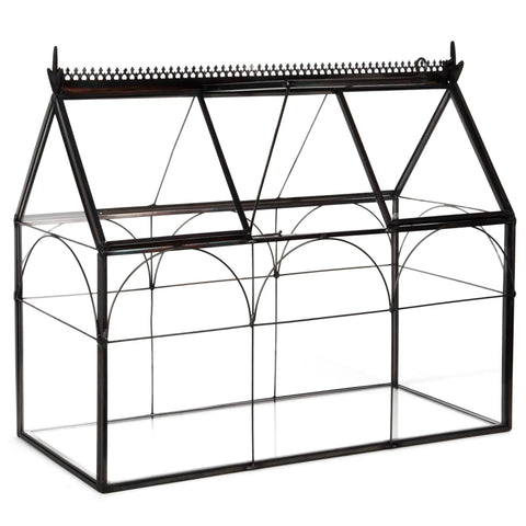 Glass Greenhouse Centerpiece Terrarium For Tabletop Decor With Black Brass Accents, Ideal Wedding Letterbox Display, Space For Succulents Moss And Flowers, Totally Chic Indoor Plant Lover Gift For Spring Home Decor