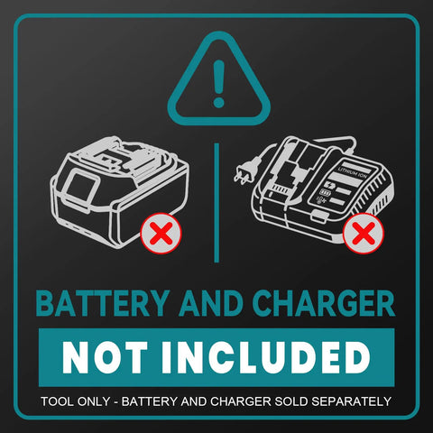 Warning label: Battery and charger not included for Straight Up Heavy Duty Knockout Brushless Cordless Rivet Gun.