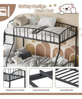 Rock Solid Twin Over Full Bunk Bed With Secure Ladder And Safety Railings For Kids And Adults A total space saving design with metal slats.