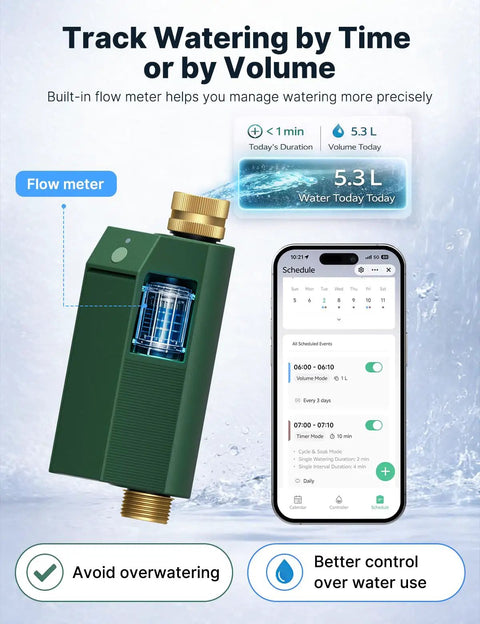 WiFi Water Timer For Garden Hose With Built In Flow Meter No Hub Needed Brass Inlet And Outlet Smart Sprinkler Controller
