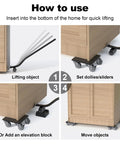 IURRDOP 24'' black alloy steel furniture lifter with four heightening blocks for moving heavy furniture and appliances.