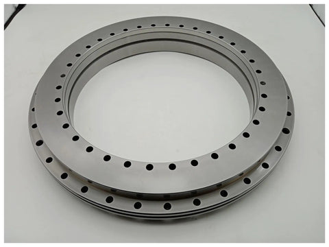 Ultra High Precision YRT325 Turntable Rotary Table With Slewing Bearing and Nylon Retainer, steel ring showcasing precision holes.