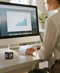 Person working at desk with Gravity Flip Pomodoro Timer Cube For Focus Boost With Four Presets Five Ten Twenty Five And Fifty Minutes