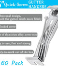 5 Inch Gutter Hangers With Pre Inserted Quick Screw Clips, 60 Pcs Hidden Bracket Clips For 5 Inch K-Style Aluminum Gutters