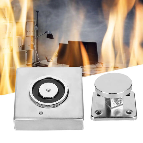 Heavy Duty Electromagnetic Floor Mount Fire Door Holder With Serious Magnetic Pull DC24V Security Access Compatible No Mess Setup shows zinc alloy door holder.