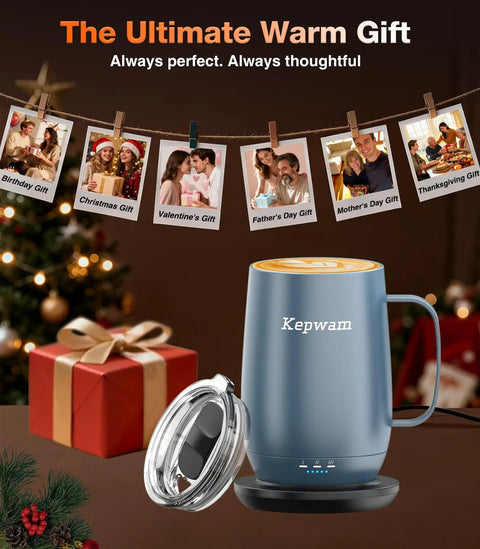 Keep Your Daily Grind Piping Hot All Day Long With This Badass Rechargeable Self Heating Coffee Cup featuring adjustable temp control in cozy setting.