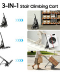 3-in-1 Heavy Duty Stair Climbing Cart for moving boxes, laundry, and packages up stairs