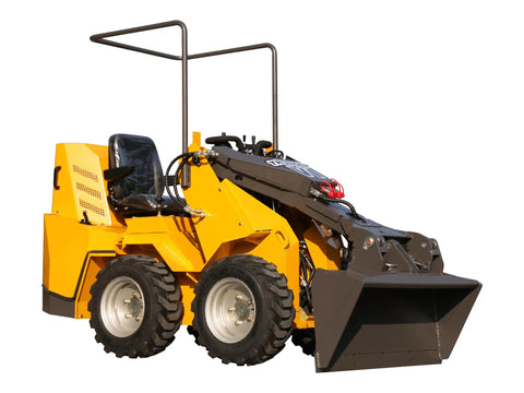 Thunder VI 23.5HP EPA Gas Engine Wheel Loader For Construction, Farming And Landscaping Jobs, front view with bucket attachment
